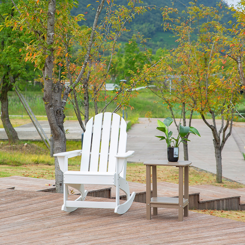 ADM011 Chaise à bascule de loisirs de patio blanche - Chaise Adirondack d'extérieur