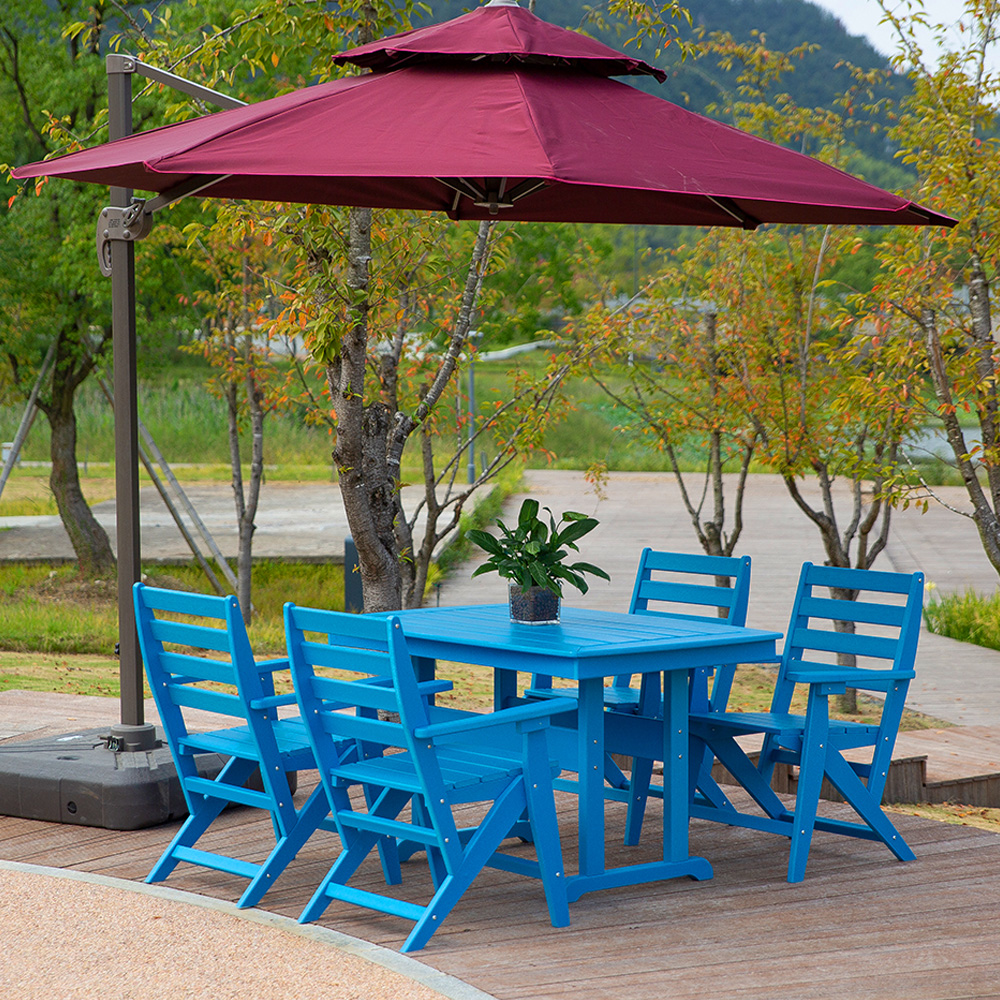 Ensemble de salle à manger, mobilier d'extérieur bleu, chaise de salle à manger en PEHD
