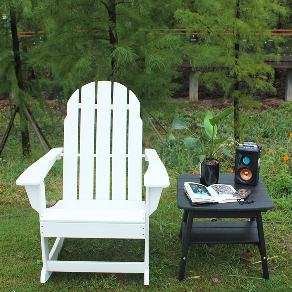 ADM011 Chaise à bascule de loisirs de patio blanche - Chaise Adirondack d'extérieur