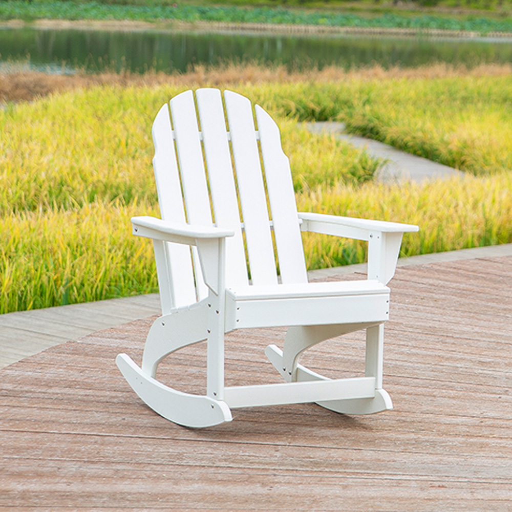 ADM011 Chaise à bascule de loisirs de patio blanche - Chaise Adirondack d'extérieur