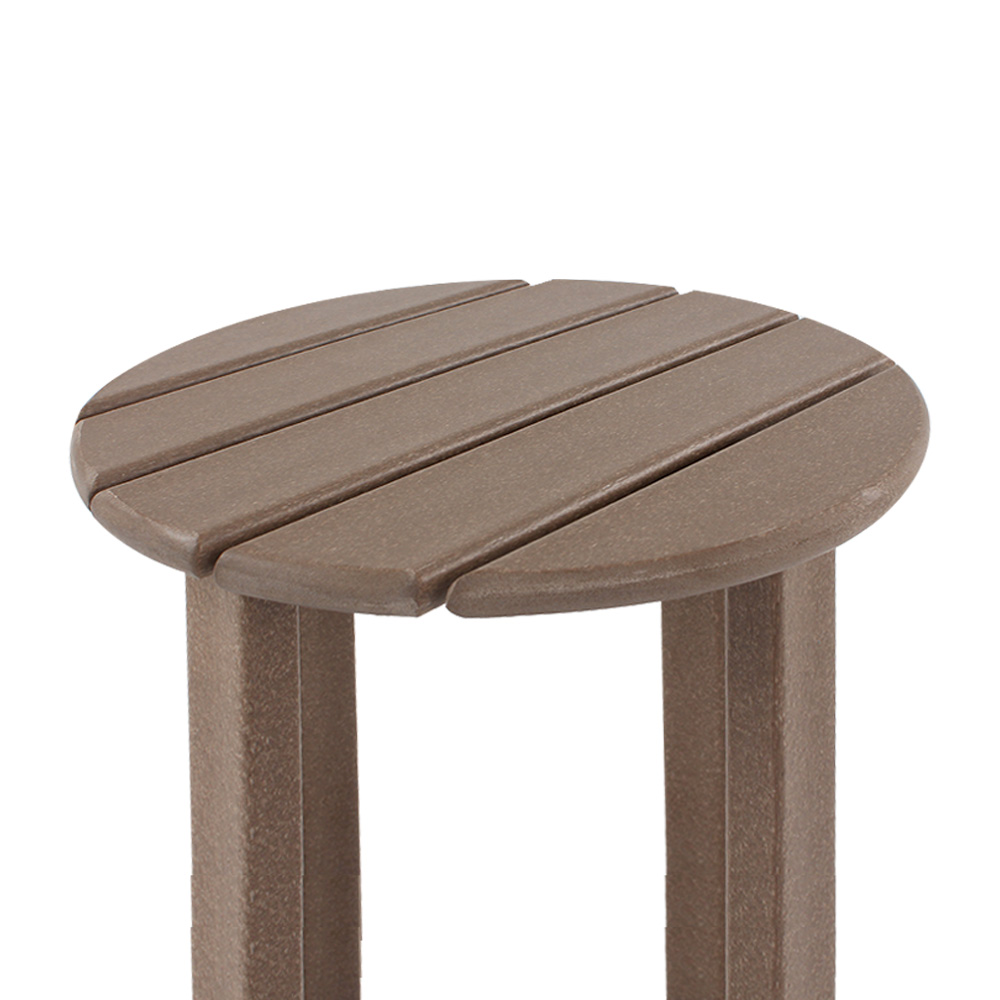 Table d'appoint ronde en PEHD pour patio extérieur, marron, TTM009