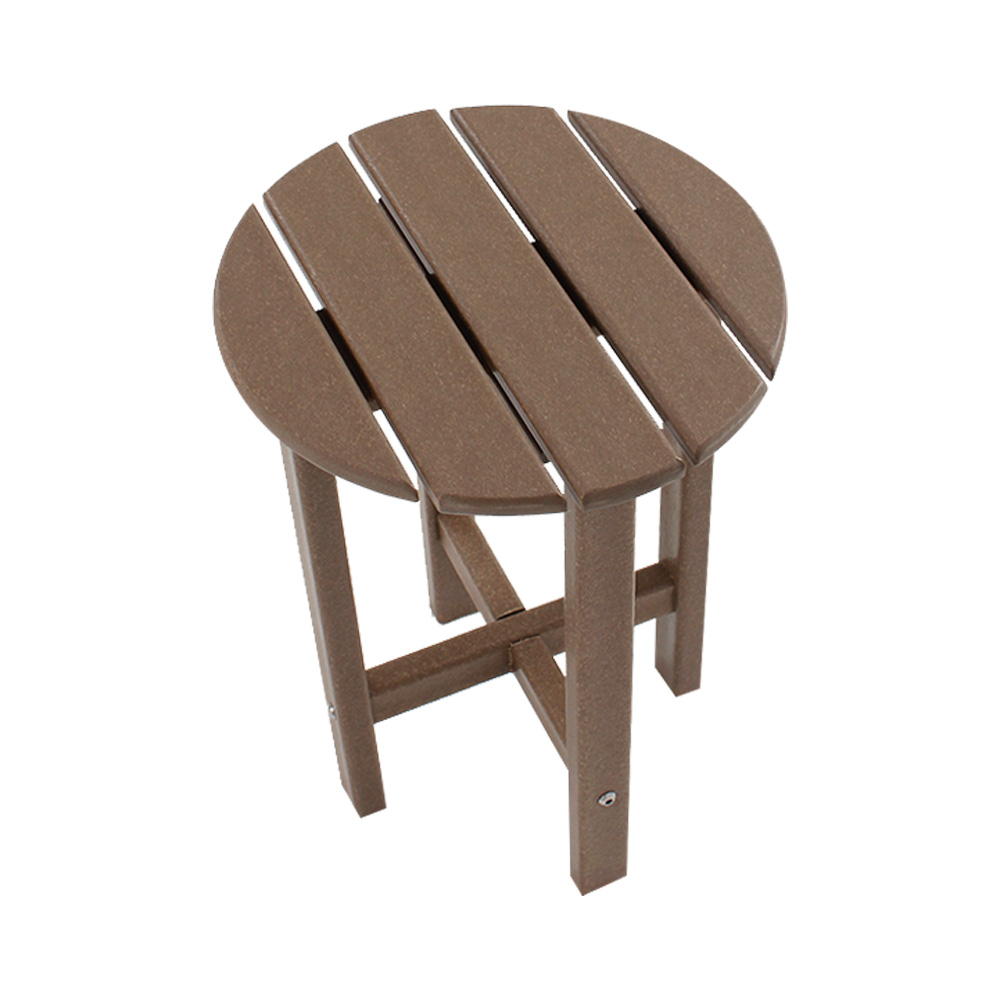 Table d'appoint ronde en PEHD pour patio extérieur, marron, TTM009