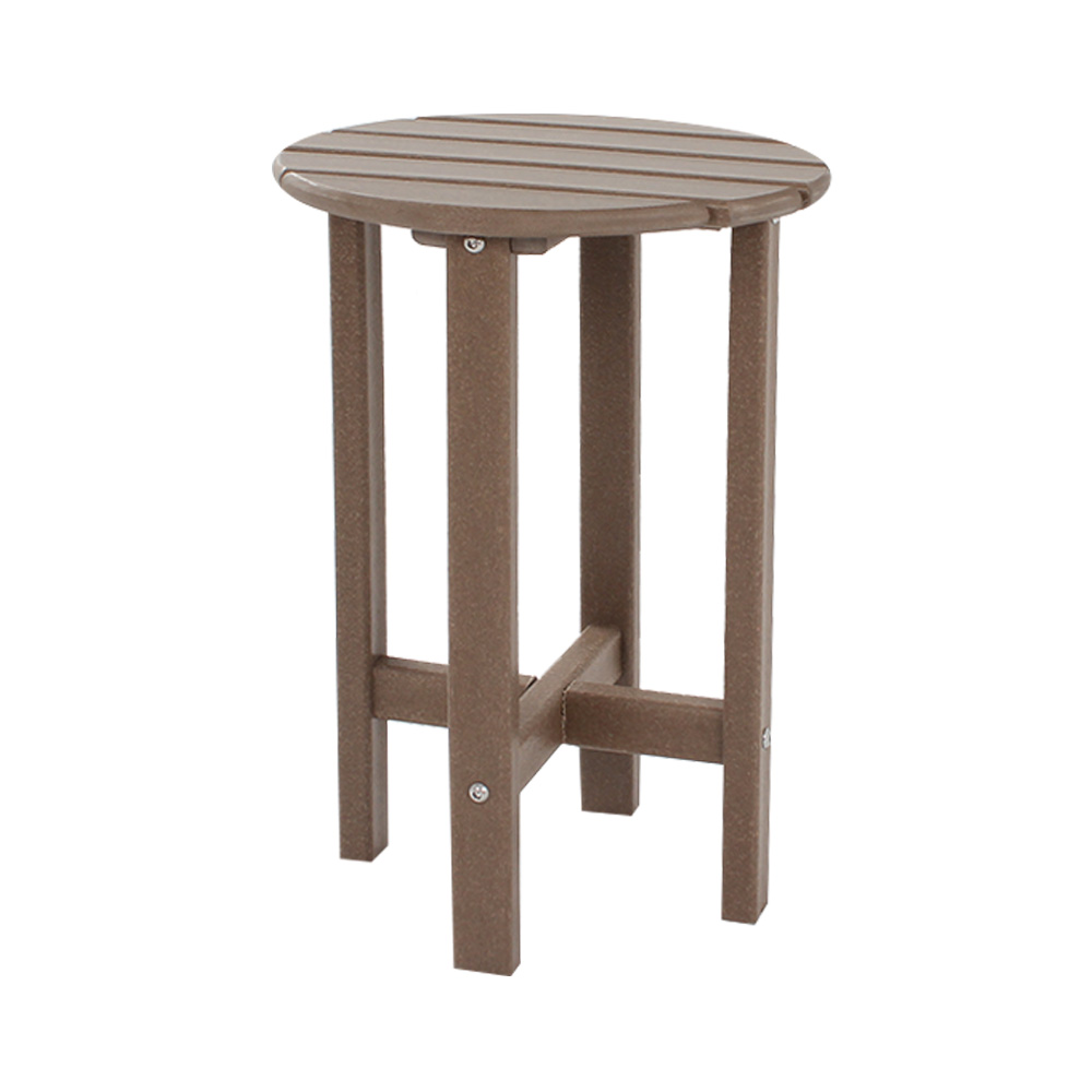 Table d'appoint ronde en PEHD pour patio extérieur, marron, TTM009