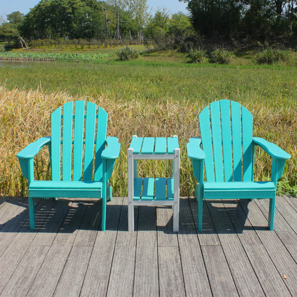 Ensemble de chaises Adirondack extérieures résistantes aux UV en HDPE ADS 303 avec table d'appoint